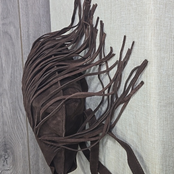 Hobo International Brown Fringe Suede Leather Shoulder Bag - Picture 6 of 12